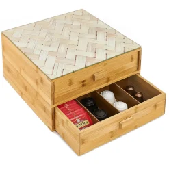 Tiroir à dosettes et capsules 2 niveaux bambou^Gifi Outlet