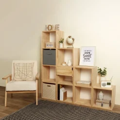 Rangement|Gifi Tiroir Box Cube pin naturel