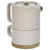 Tisanière 40cl et tasse 25cl grès taupe avec support bambou^Gifi New