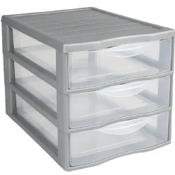 Rangement|Gifi Tour 3 tiroirs A4 gris