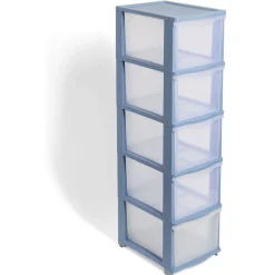 Rangement|Gifi Tour de rangement à 5 tiroirs plastique transparent 37x27x103cm