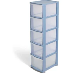 Rangement|Gifi Tour de rangement à 5 tiroirs plastique transparent 37x27x103cm