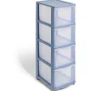 Rangement|Gifi Tour de rangement à 4 tiroirs plastique bleu 27x37x82,7cm
