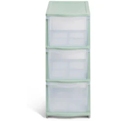 Rangement|Gifi Tour de rangement à 3 tiroirs plastique vert 27x37x63cm