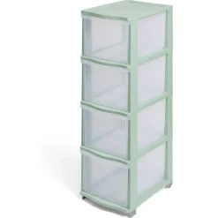 Rangement|Gifi Tour de rangement à 4 tiroirs plastique vert 27x37x82,7cm