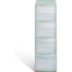 Rangement|Gifi Tour de rangement à 4 tiroirs plastique vert 27x37x82,7cm