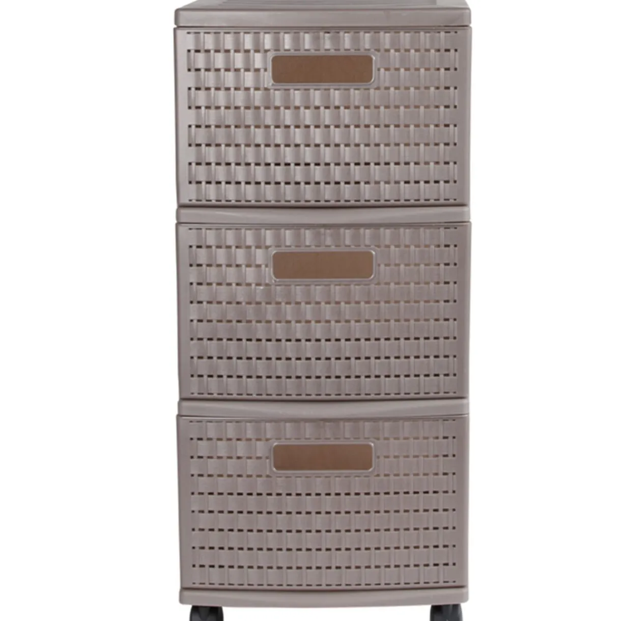 Rangement|Gifi Tour de rangement à roulettes 3 tiroirs design rotin marron