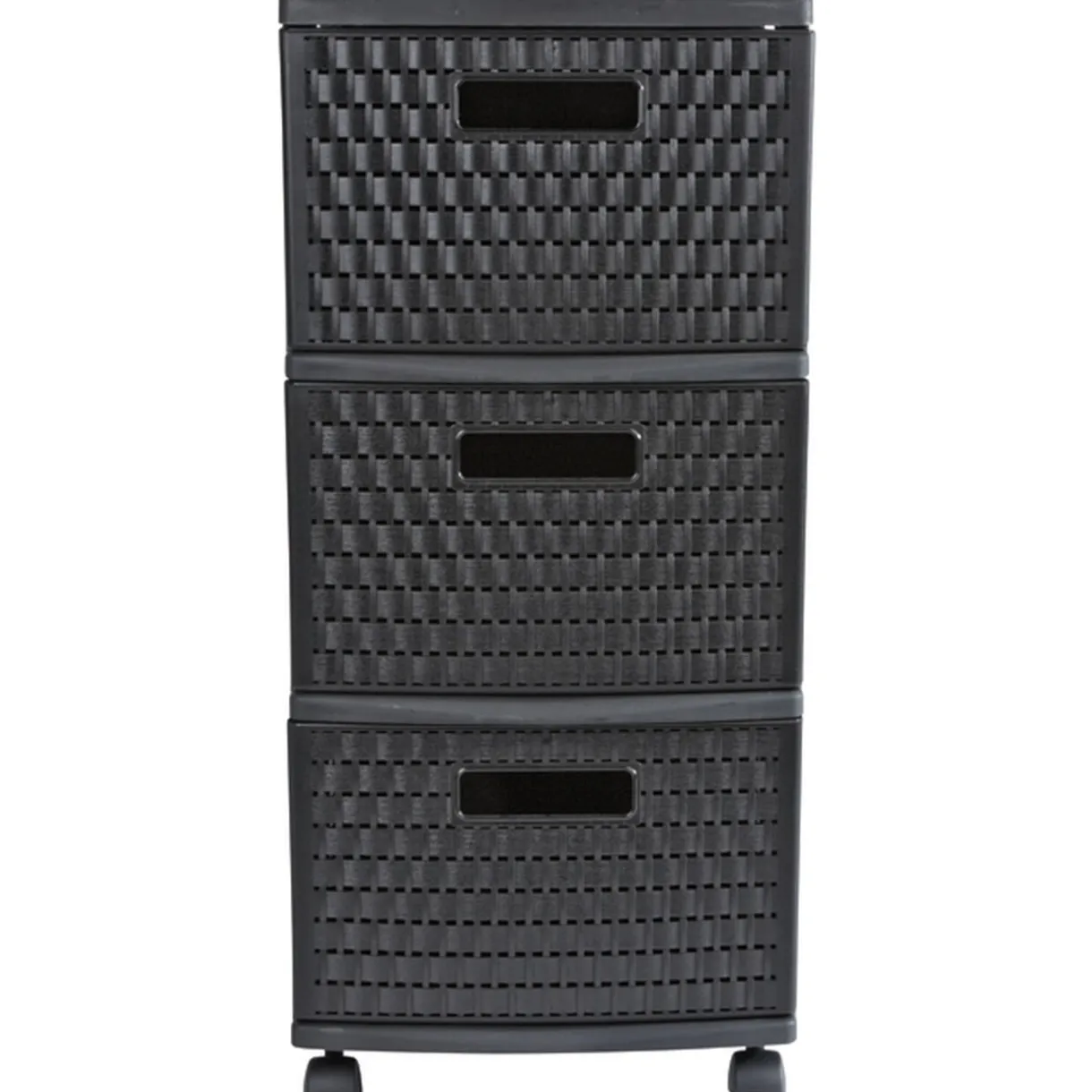 Rangement|Gifi Tour de rangement à roulettes 3 tiroirs design rotin noir