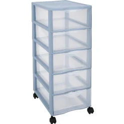 Rangement|Gifi Tour de rangement 5 tiroirs bleu transparent