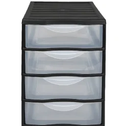 Rangement|Gifi Tour de rangement 4 tiroirs A4 noir et transparent