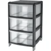 Rangement|Gifi Tour de rangement 3 tiroirs noir transparent 20L