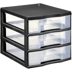 Rangement|Gifi Tour de rangement 3 tiroirs format A6 noir