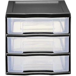 Rangement|Gifi Tour de rangement 3 tiroirs format A6 noir