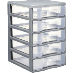 Rangement|Gifi Tour de rangement 5 tiroirs format A6+ gris