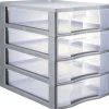 Rangement|Gifi Tour de rangement 4 tiroirs format A4 transparent et gris