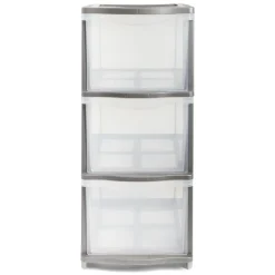 Rangement|Gifi Tour de rangement 3 tiroirs plastique gris 37x27xH63cm