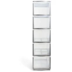 Rangement|Gifi Tour de rangement 5 tiroirs plastique gris 37x27xH103cm
