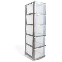 Rangement|Gifi Tour de rangement 5 tiroirs plastique gris 37x27xH103cm