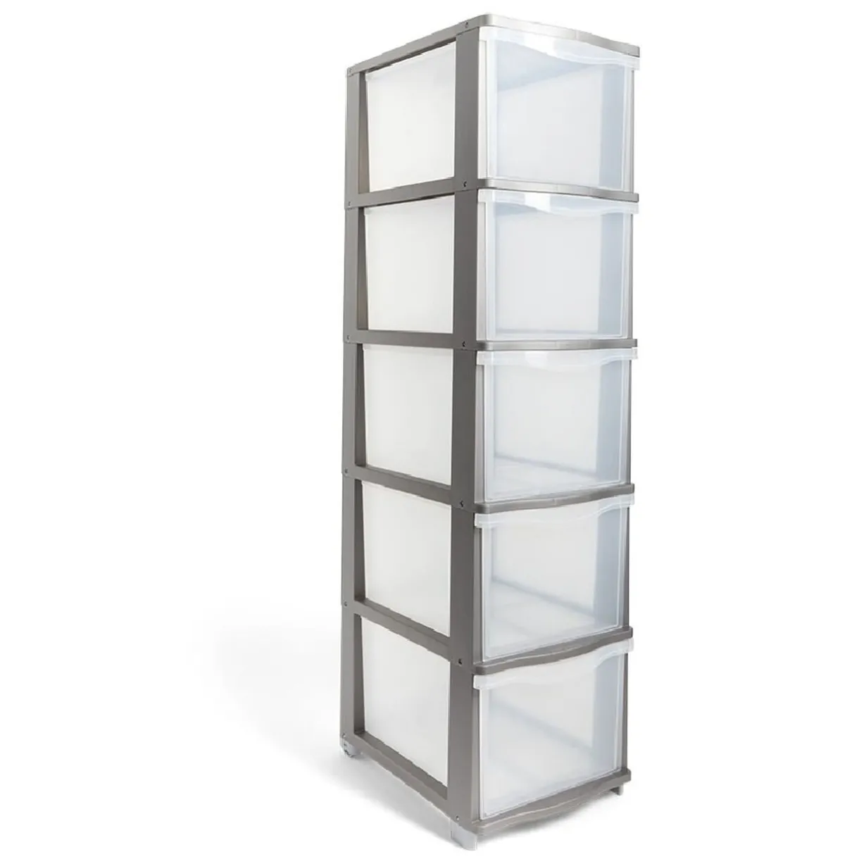 Rangement|Gifi Tour de rangement 5 tiroirs plastique gris 37x27xH103cm