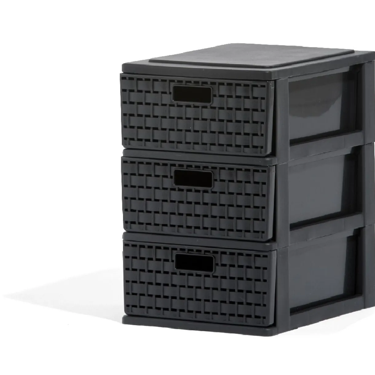 Rangement|Gifi Tour de rangement A5 3 tiroirs à poignée design rotin noir