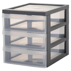 Rangement|Gifi Tour de rangement A5 3 tiroirs grise et transparente 6 L