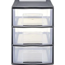 Rangement|Gifi Tour de rangement A5 3 tiroirs noir et transparent 6 L