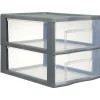 Rangement|Gifi Tour de rangement A4 2 tiroirs grise et transparente 14 L