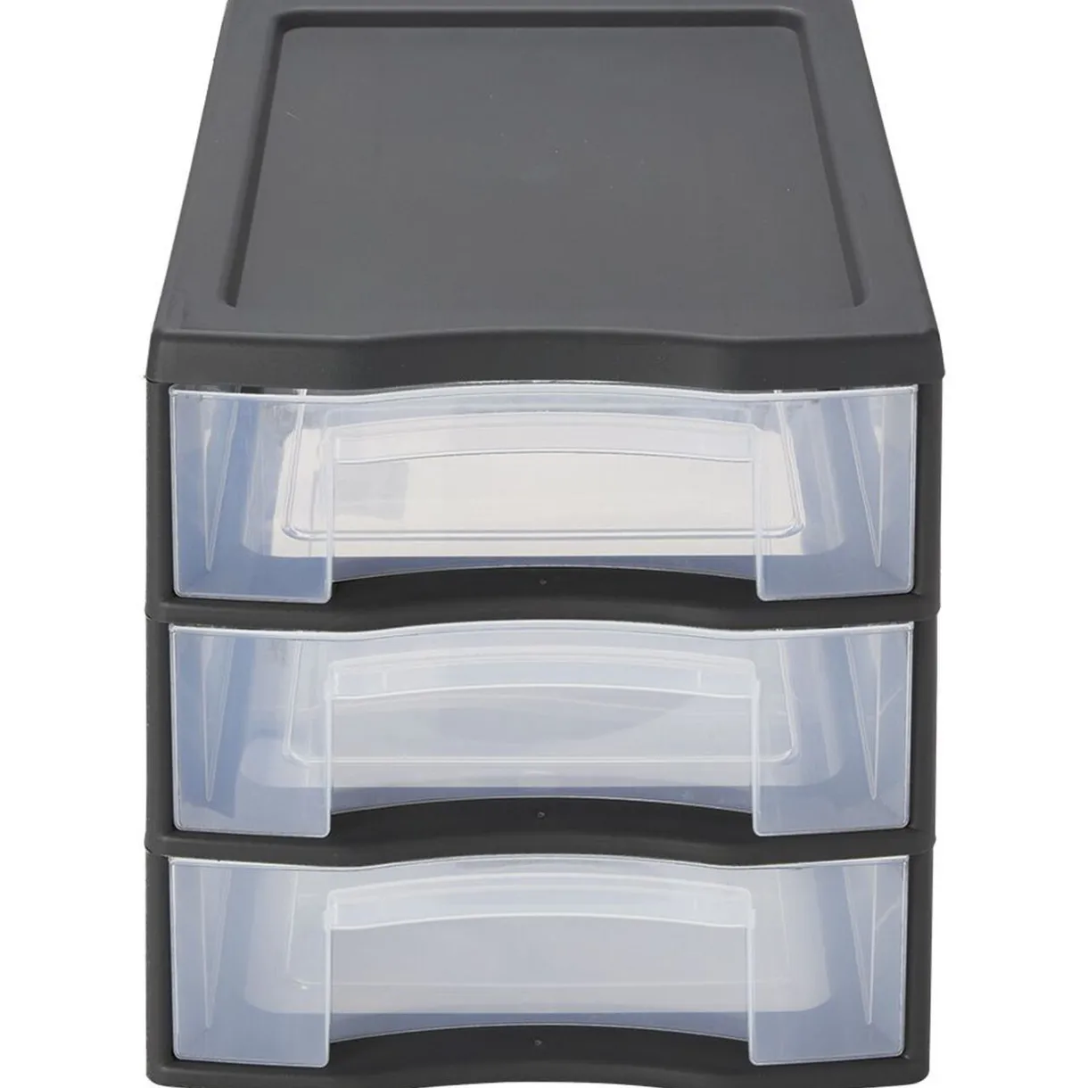 Rangement|Gifi Tour de rangement A4 3 tiroirs noir et transparent 12 L