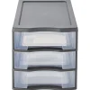 Rangement|Gifi Tour de rangement A4 3 tiroirs grise et transparente 12L