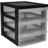 Rangement|Gifi Tour de rangement A5 noire 3 tiroirs transparent 6 L