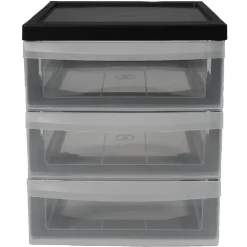 Rangement|Gifi Tour de rangement A5 noire 3 tiroirs transparent 6 L