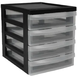 Rangement|Gifi Tour de rangement A5 noire 4 tiroirs transparent