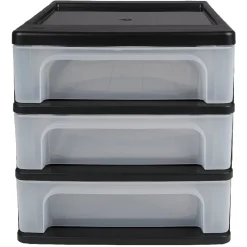 Rangement|Gifi Tour de rangement A4 noire 3 tiroirs transparent 12 L