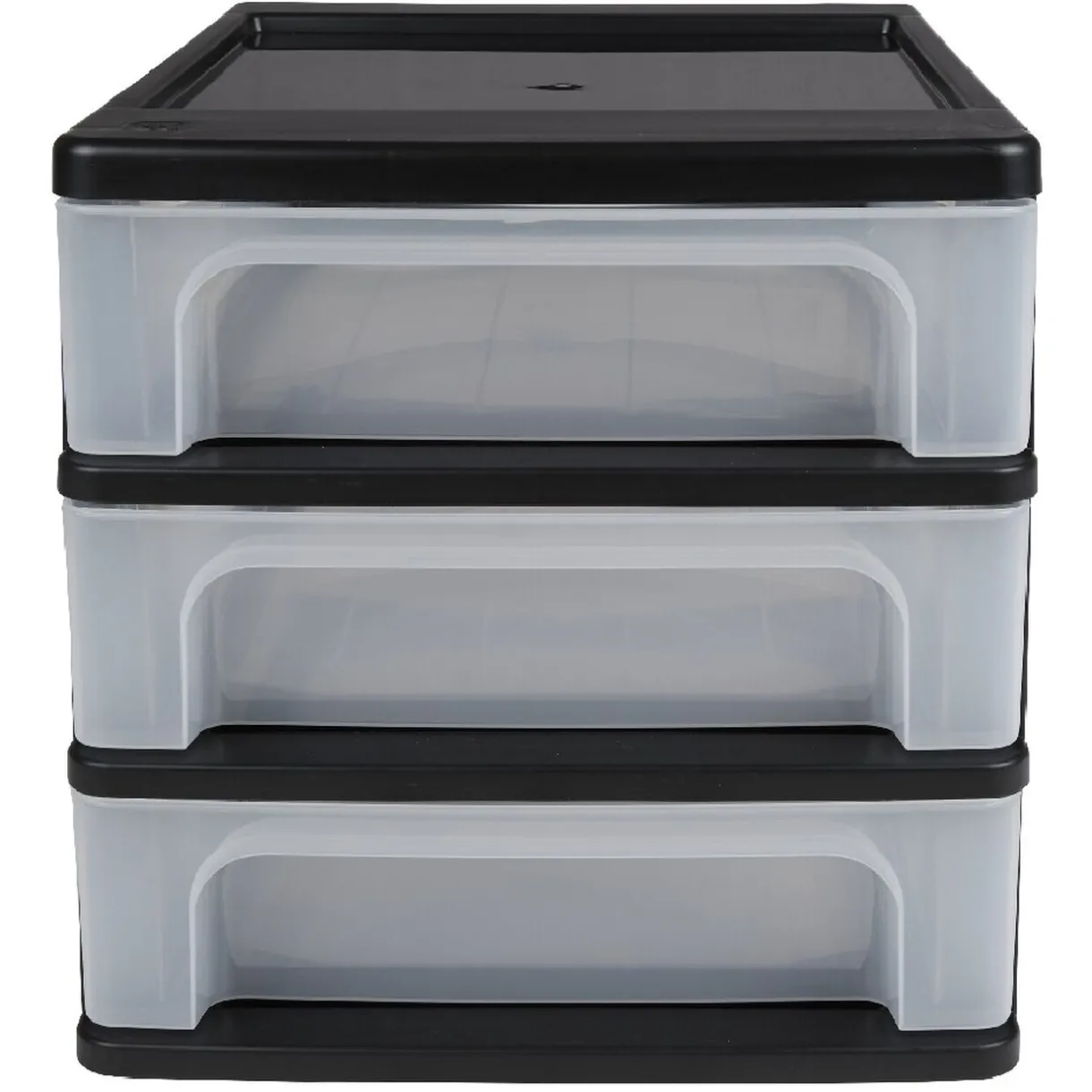 Rangement|Gifi Tour de rangement A4 noire 3 tiroirs transparent 12 L