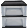 Rangement|Gifi Tour de rangement A4 noire 2 tiroirs transparent 14 L