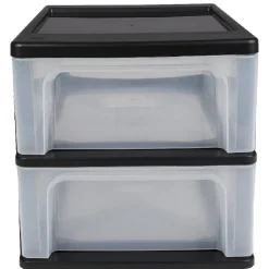 Rangement|Gifi Tour de rangement A4 noire 2 tiroirs transparent 14 L