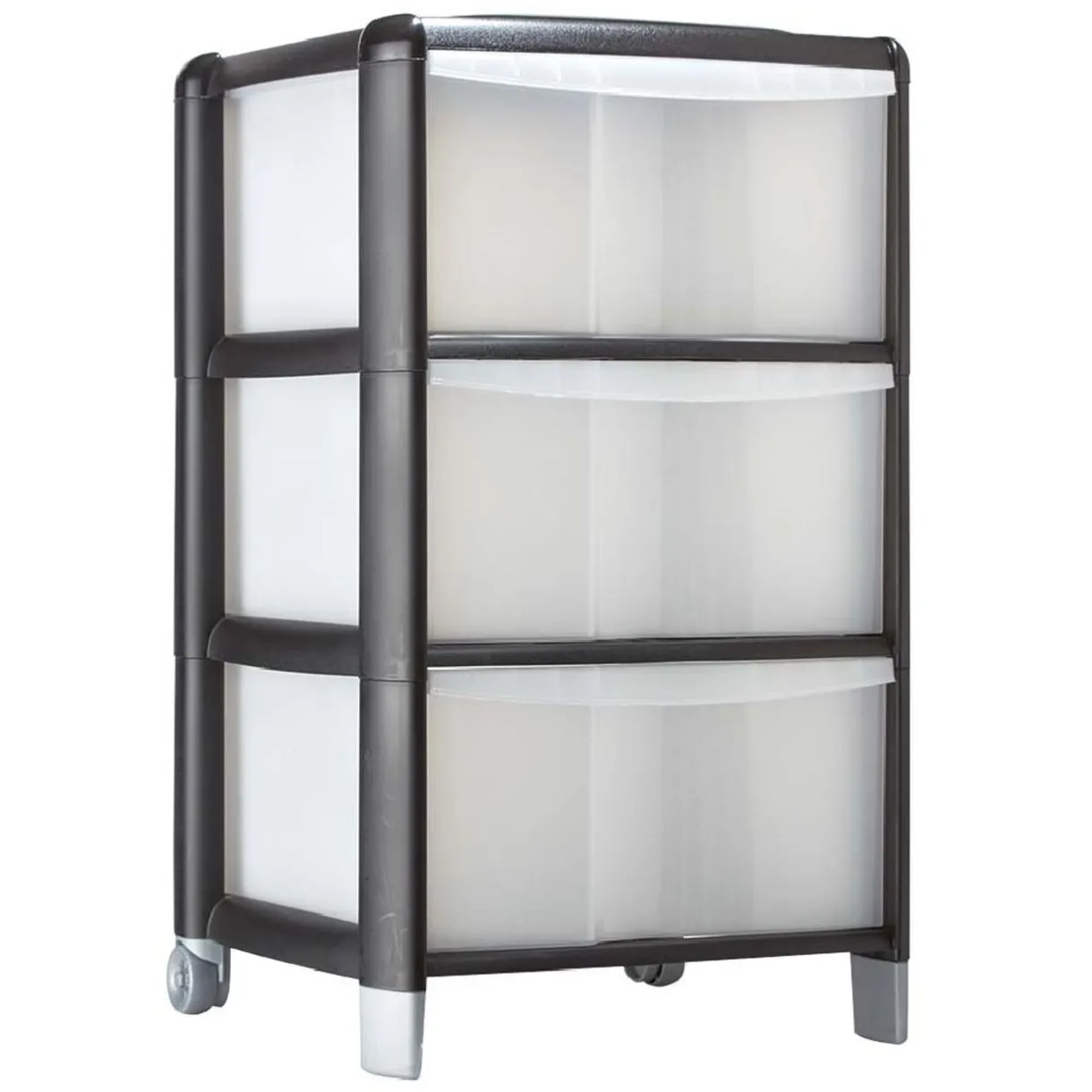 Rangement|Gifi Tour de rangement transparente et noire 3 tiroirs 20L