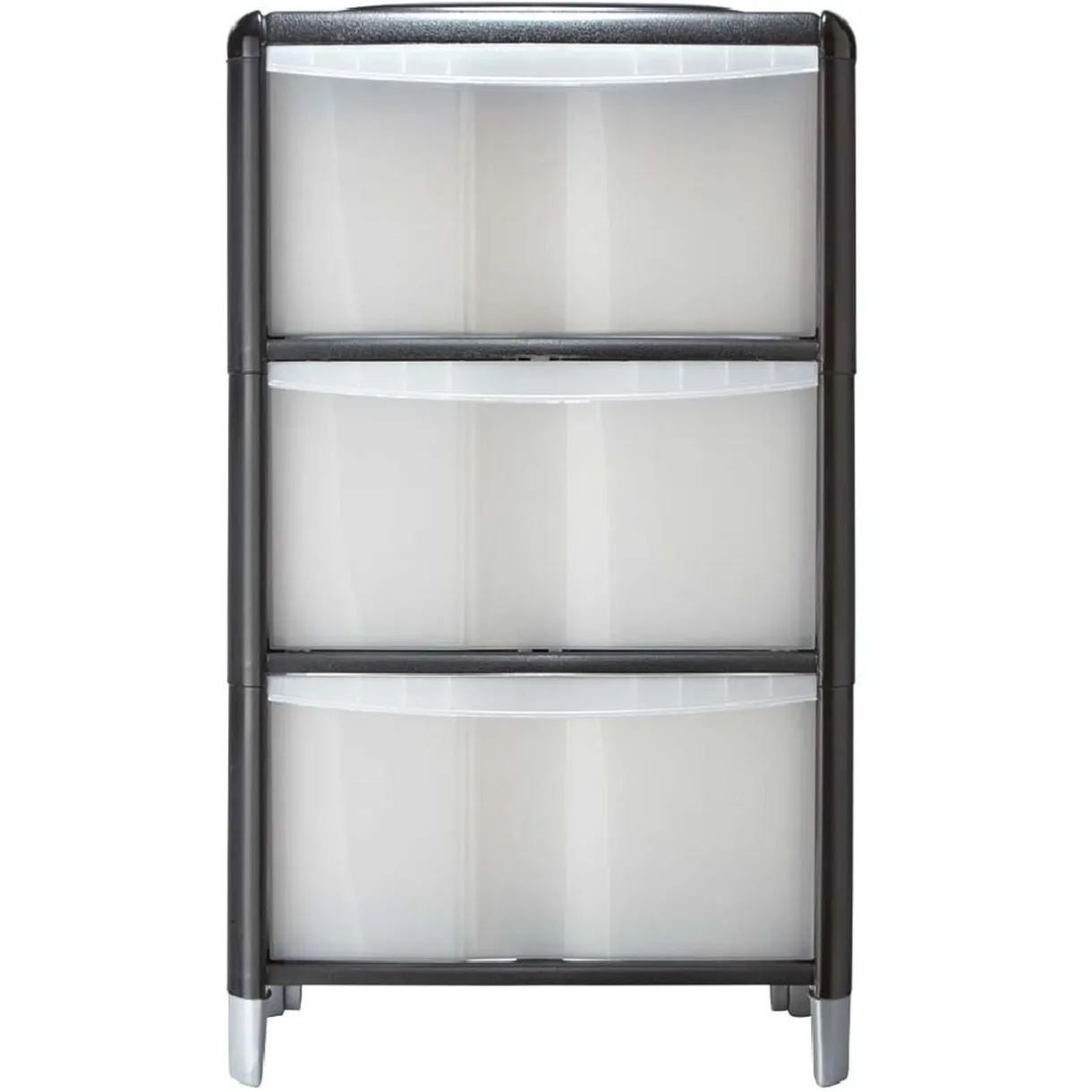 Rangement|Gifi Tour de rangement transparente et noire 3 tiroirs 20L