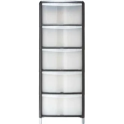 Rangement|Gifi Tour de rangement transparente et noire 5 tiroirs 20L