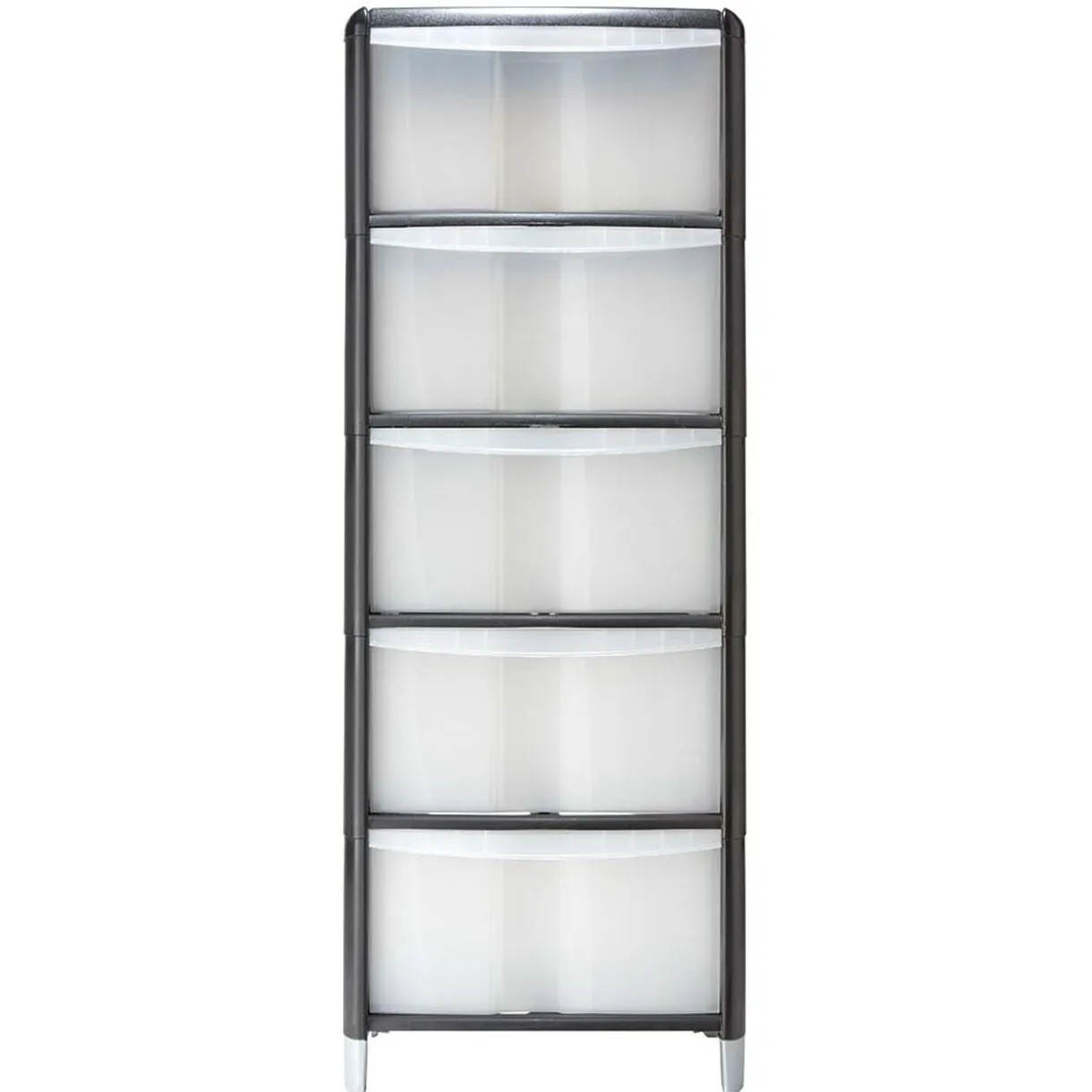 Rangement|Gifi Tour de rangement transparente et noire 5 tiroirs 20L