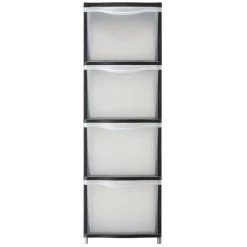 Rangement|Gifi Tour de rangement transparente et noire 4 tiroirs 13,5L
