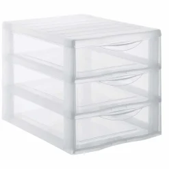 Rangement|Gifi Tour Orgamix 3 tiroirs A4 transparent et blanc