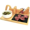 Trancheuse à saucisson manuelle bambou plateau ardoise^Gifi Hot