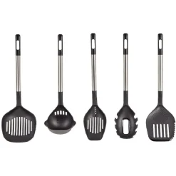 Ustensiles de cuisine x5 avec support noi et gris^Gifi Outlet
