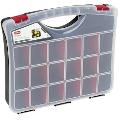 Rangement|Gifi Valisette brico 18 compartiments transparente et noire