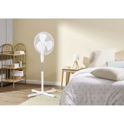 Discount Gifi Ventilateur sur pied - 3 vitesses - 50W - blanc