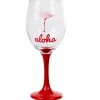 Verre à pied style tropical motif aloha flamant rose^Gifi
