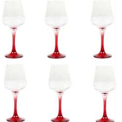 Verre à vin pied rouge translucide x6^Gifi Clearance