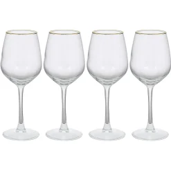 Verre à vin transparent avec liseré doré x4^Gifi Discount