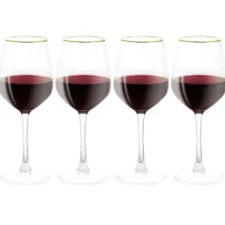 Verre à vin transparent avec liseré doré x4^Gifi Discount